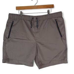 Sonoma Shorts Mens 40x7 Brown Cotton Blend Pull On Zippered‎ Side Pockets